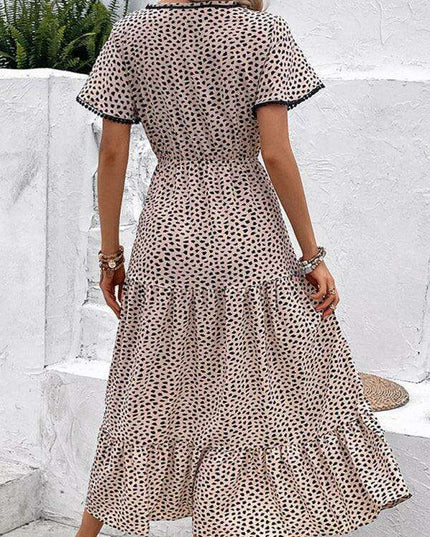 Elegant V-Neck Printed Dress for Effortless Charm