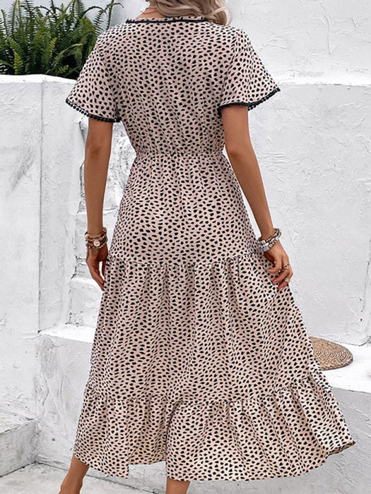 Effortless Elegance: V-Neck Printed Dress for Modern Sophistication