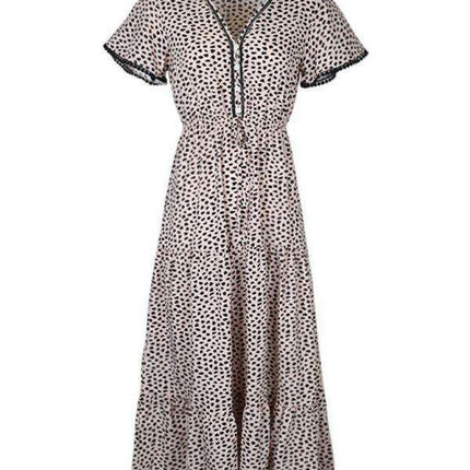 Elegant V-Neck Printed Dress for Effortless Charm