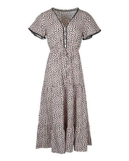 Elegant V-Neck Printed Dress for Effortless Charm