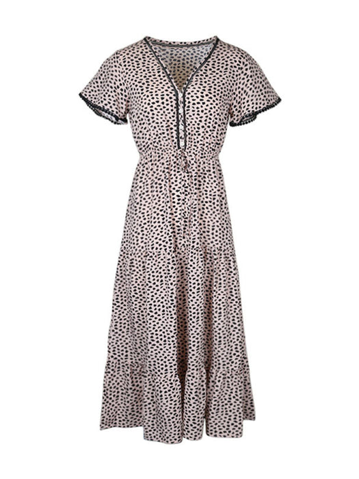 Sophisticated Style: Printed V-Neck Dress with Effortless Charm