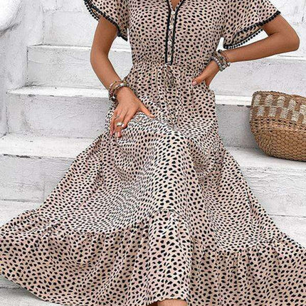Elegant V-Neck Printed Dress for Effortless Charm