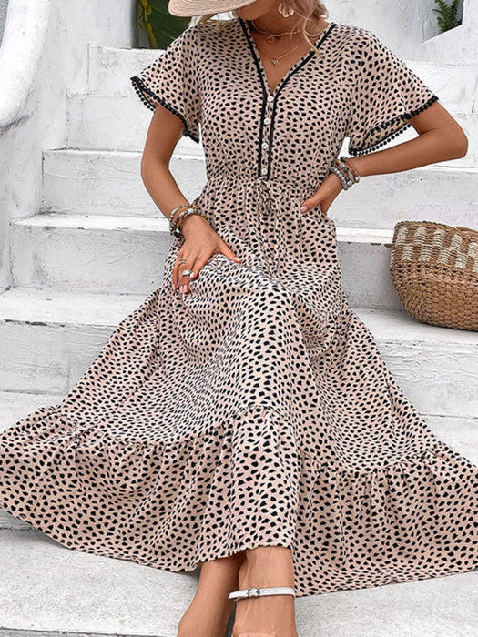 Sophisticated Style: Printed V-Neck Dress with Effortless Charm