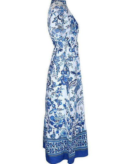 Elegant Blue Floral Summer Dress for Effortless Chic