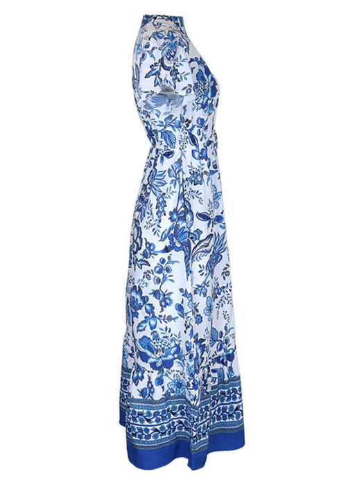 Chic Blue Printed Summer Dress for Effortless Style