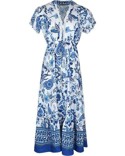Elegant Blue Floral Summer Dress for Effortless Chic