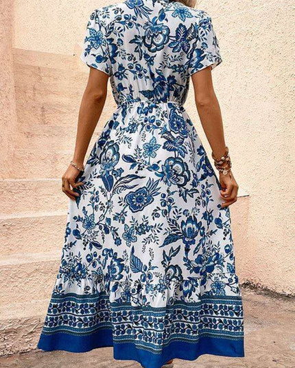 Elegant Blue Floral Summer Dress for Effortless Chic