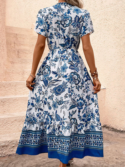Blue Floral Print Summer Dress for Effortless Elegance