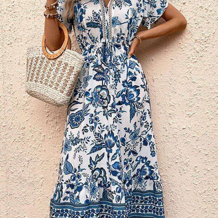 Elegant Blue Floral Summer Dress for Effortless Chic