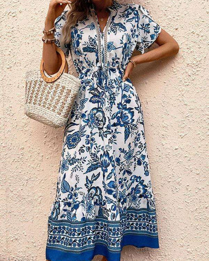 Elegant Blue Floral Summer Dress for Effortless Chic