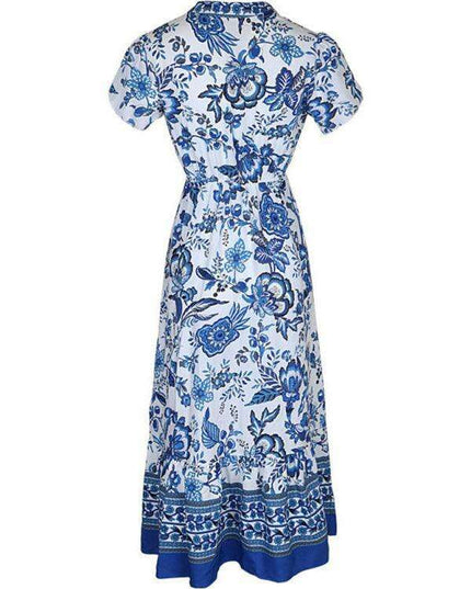 Elegant Blue Floral Summer Dress for Effortless Chic