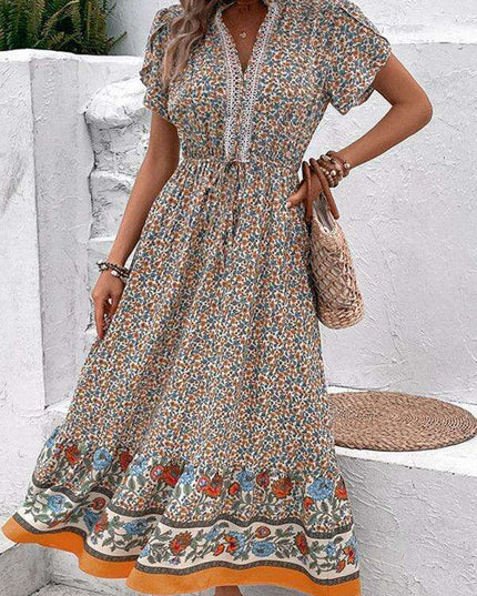 Bohemian Blossom V-Neck Summer Dress