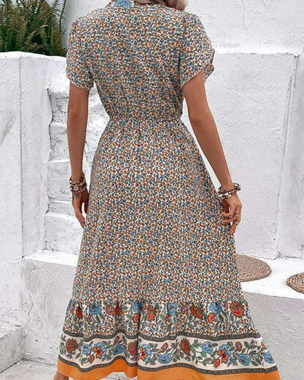 Bohemian Blossom V-Neck Summer Dress