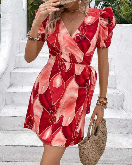 Elegant Floral V-neck Midi Dress