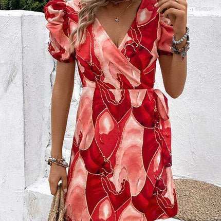 Elegant Floral V-neck Midi Dress