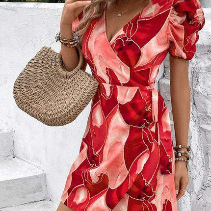 Elegant Floral V-neck Midi Dress
