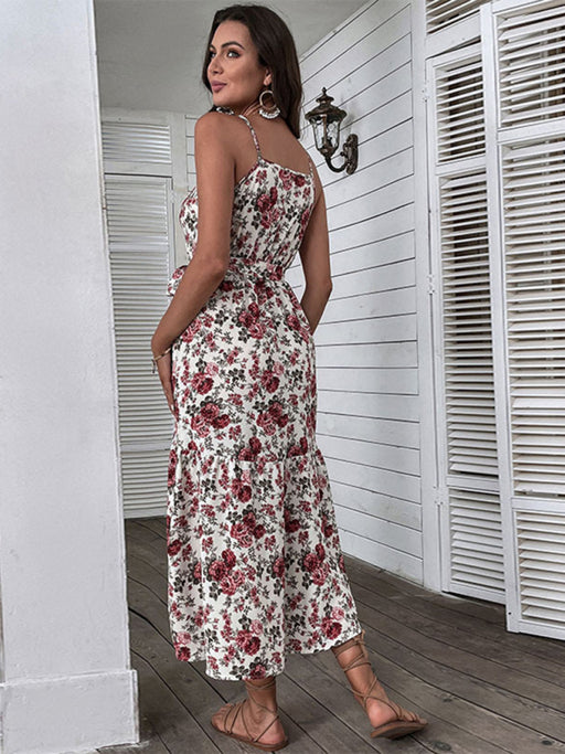 Floral Grace: Elegant Women's Midi Dress with Sling Detail