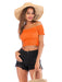 One-Shoulder Crop Top with Short Sleeves - Chic Comfort and Style Blend