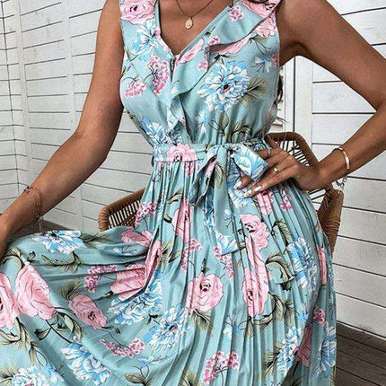 Azure Blossom Off-Shoulder Summer Dress