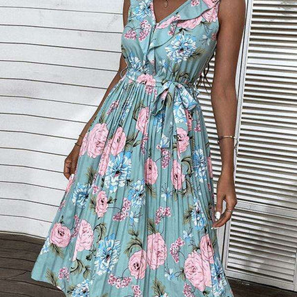 Azure Blossom Off-Shoulder Summer Dress