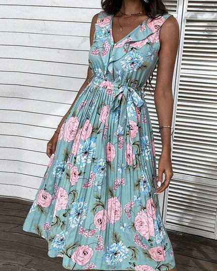 Azure Blossom Off-Shoulder Summer Dress