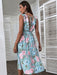 Blue Blossom Ruffle Shoulder Summer Dress