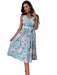 Blue Blossom Ruffle Shoulder Summer Dress