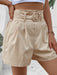 Chic Beige Polyester Shorts for Women: Versatile and Stylish Summer Wardrobe Essential
