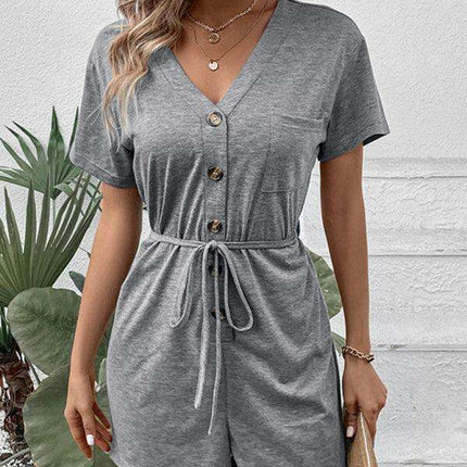 Sophisticated Comfort: Luxe V-Neck Jumpsuit for Effortless Chic