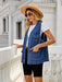 Denim Vest with Distressed Details and Functional Pockets for Stylish Women