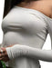 Allure Long-Sleeve Strapless Top with Round Neck - Versatile Chic Statement Piece
