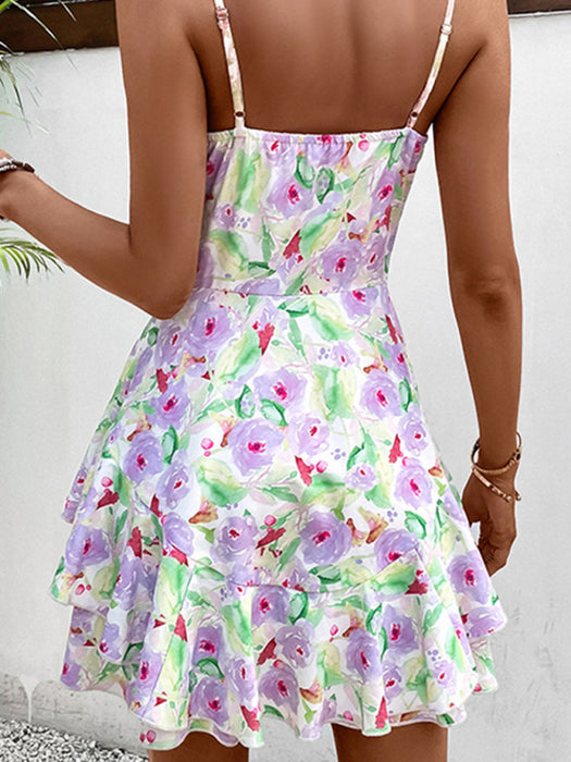Oil Painting Floral Flounce Dress - Elegant Spring-Summer Fashion Statement