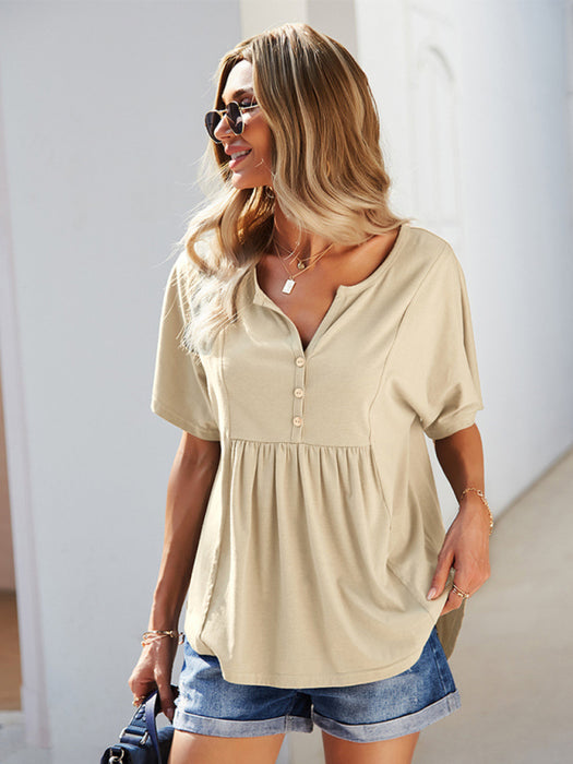 Effortless Chic Babydoll V-neck Tee for Casual Comfort and Style
