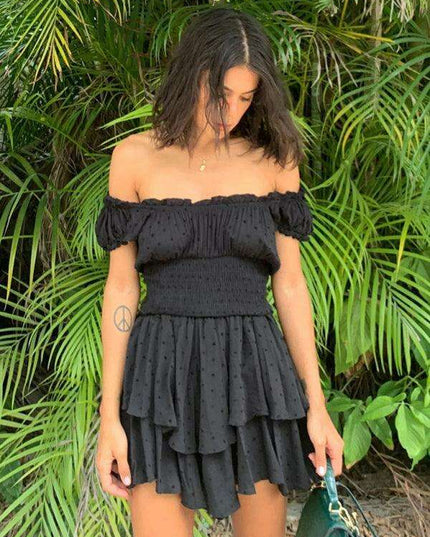 Romantic Earthy Pleated Dress with Cinched Waist and Asymmetrical Hem