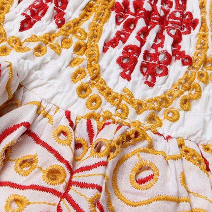 Chic Embroidered Tube Top Dress with Slim Printed Skirt for Effortless Elegance