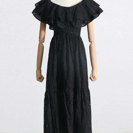 Chic One-Shoulder Floral Embroidered Dress with Elegant Front Slit