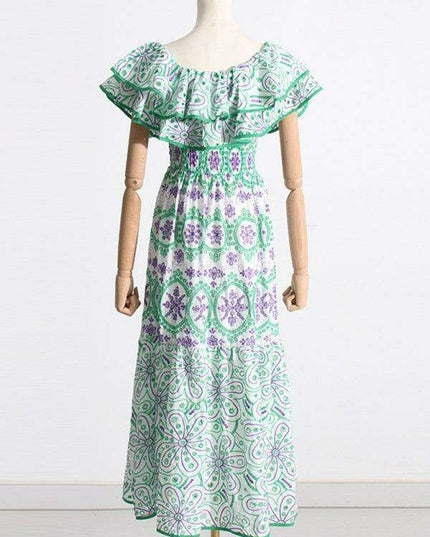 Chic One-Shoulder Floral Embroidered Dress with Elegant Front Slit