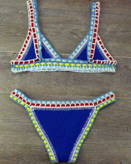Hand Crocheted Bikini Knit Panel Swimsuit Set