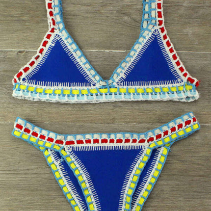 Hand Crocheted Bikini Knit Panel Swimsuit Set