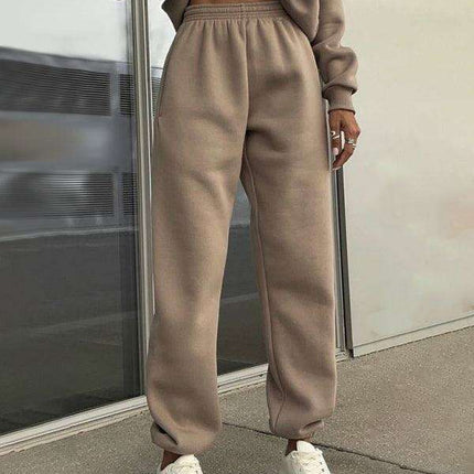 Relaxed Fit Zip-Up Sweater Set with Dropped Shoulder Sleeves & Stand Collar