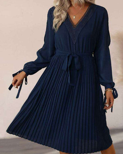 Luxe Lace V-Neck Dress with Stylish Cut-Out Sleeves