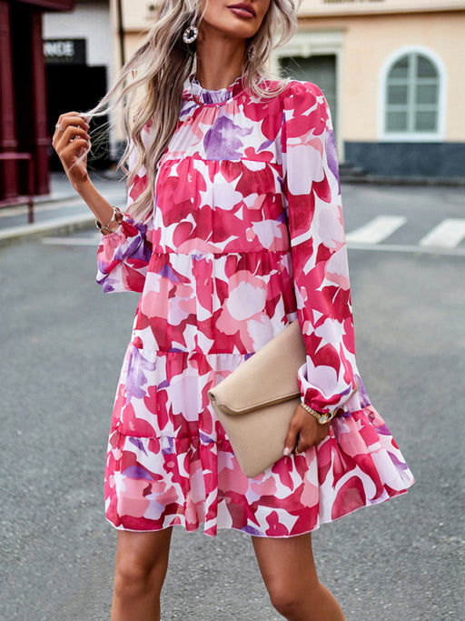 Elegant Floral Long-Sleeved Midi Skirt for Women