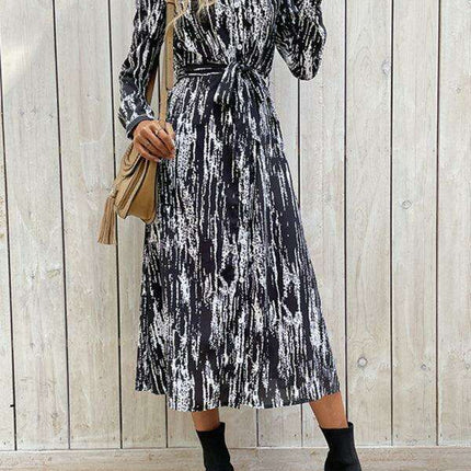 Stylish Women's Vibrant Long-Sleeve Tie-Dye Dress