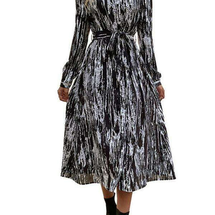 Stylish Women's Vibrant Long-Sleeve Tie-Dye Dress