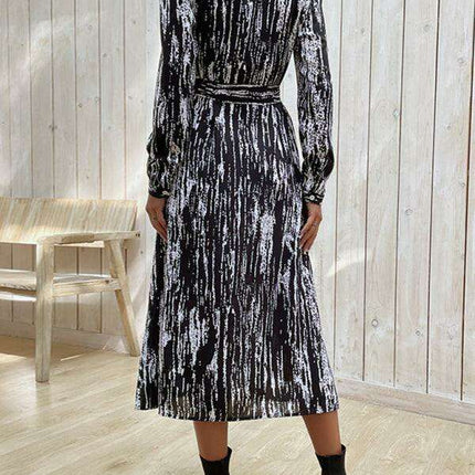 Stylish Women's Vibrant Long-Sleeve Tie-Dye Dress