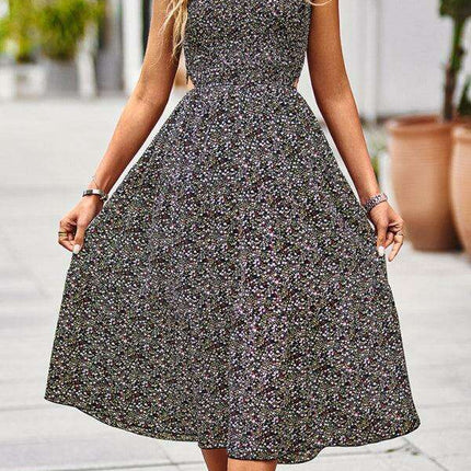 Floral Delight: Women's Sleeveless Dress with Vibrant Prints