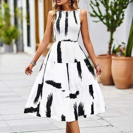 Floral Delight: Women's Sleeveless Dress with Vibrant Prints