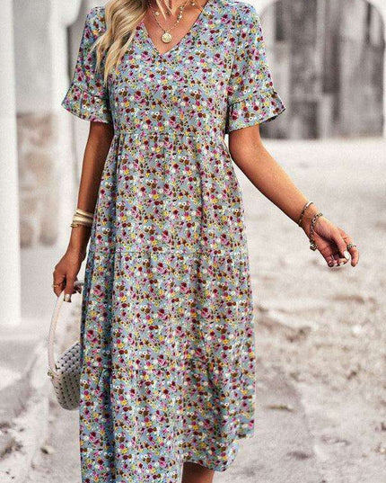 Floral V-Neck Bohemian Summer Dress