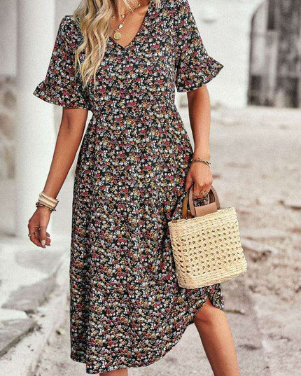Floral V-Neck Bohemian Summer Dress