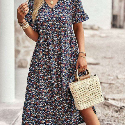 Floral V-Neck Bohemian Summer Dress